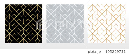 Set of abstract geometric patterns. Seamless vector backgrounds. Colored ornaments Graphic modern patterns Simple lattice graphic design Set of abstract geometric patterns. Seamless vector backgrounds. Colored ornaments Graphic modern patterns Simple lattice graphic design 105299731