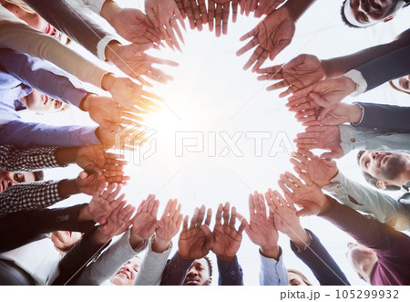 People of different ethnicities uniting to cooperate together 105299932