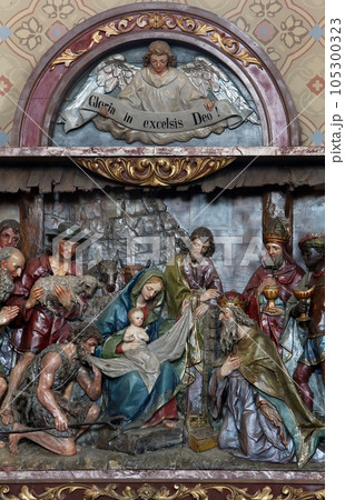 Nativity Scene, altarpiece in the church of Saint Matthew in Stitar, Croatia Nativity Scene, altarpiece in the church of Saint Matthew in Stitar, Croatia 105300323