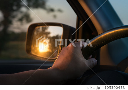 Early in the morning journey by car 105300438