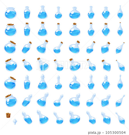 ポーションのイラスト素材セット_青 105300504