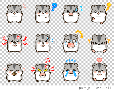 可愛的 Djungarian 倉鼠情緒圖標集 105300611