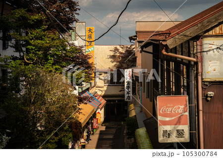 御岳山・武蔵御嶽神社の参道 商店街 夕方(東京都青梅市) 御岳山・武蔵御嶽神社の参道 商店街 夕方(東京都青梅市) 105300784