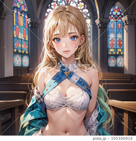 白いドレスを着た少女の写真 105300918