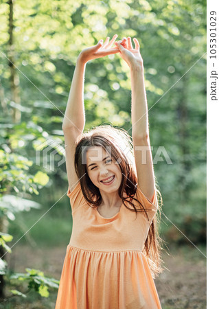 Mental health of adolescents, Teen Mental Health. Psychological support for teens. Teen Growth and Development. Outdoor portrait of teenager girl in nature background with reflection. 105301029