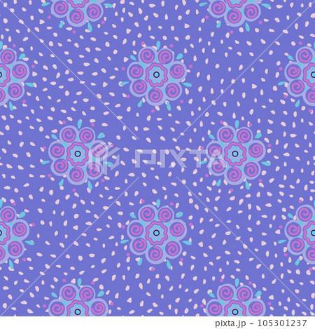 Abstract ethnic bud flower seamless pattern. Stylized floral botanical wallpaper. 105301237
