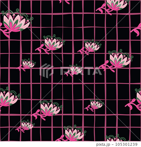 Stylized wildflower seamless pattern. Decorative naive flower botanical background 105301239