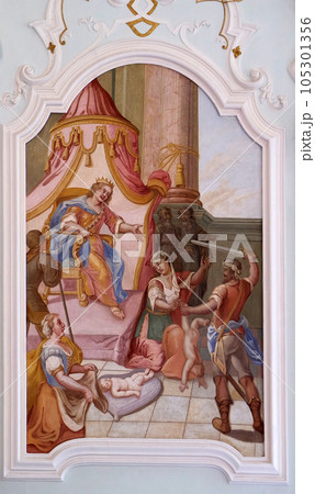 Ceiling frescoe by Johann Adam Remele in Joseph Hall, Cistercian Abbey of Bronnbach in Reicholzheim near Wertheim, Germany Ceiling frescoe by Johann Adam Remele in Joseph Hall, Cistercian Abbey of Bronnbach in Reicholzheim near Wertheim, Germany 105301356