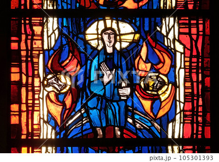 Stained glass window in the parish church of St. Stephen in Wasseralfingen, Germany 105301393