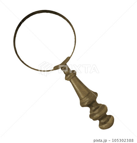 Vintage magnifying glass isolated watercolor Vintage magnifying glass isolated watercolor 105302388