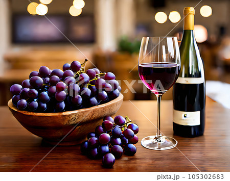 Realistic grapes wine neutral palette warm - Stock Illustration  [105302683] - PIXTA