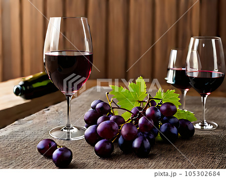 Realistic grapes wine neutral palette warm - Stock Illustration  [105302683] - PIXTA