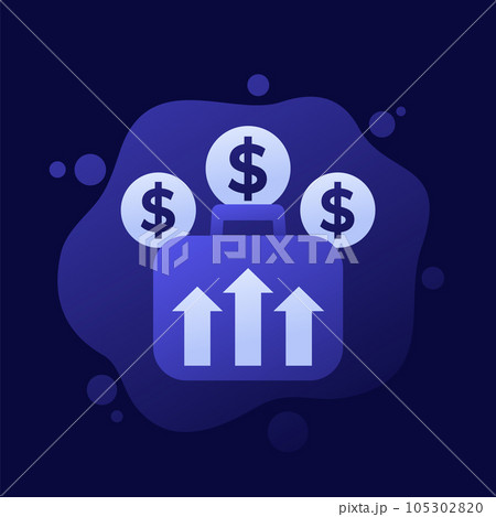 portfolio growth, profit increase icon, vector 105302820