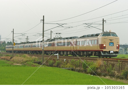 北陸本線 野々市ー松任 JR西日本 485系 A08編成(京都) 雷鳥 北陸本線 野々市ー松任 JR西日本 485系 A08編成(京都) 雷鳥 105303165