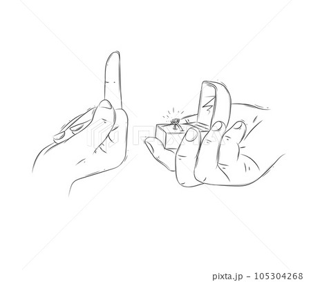 Woman hand hard reject wedding ring 105304268