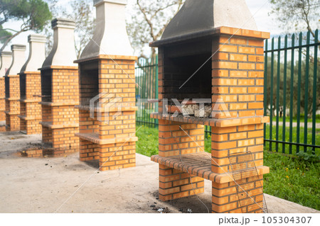 Public barbecue area in park Public barbecue area in park 105304307