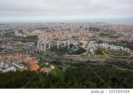 Aqueduct and road traffic in Lisbon, Portugal, Europe 105304308