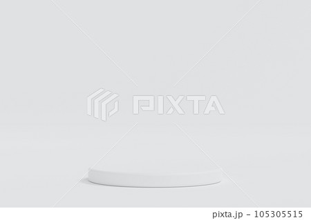 Simple blank white round podium pedestal on white background, mockup display product show 3D render Simple blank white round podium pedestal on white background, mockup display product show 3D render 105305515