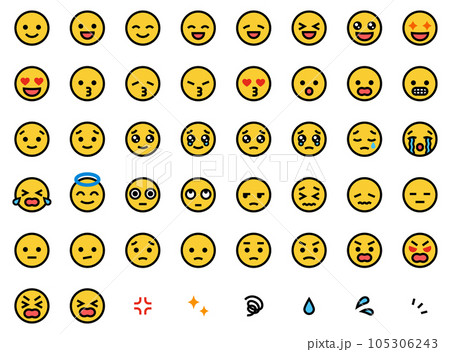 シンプルな顔の絵文字ベクターアイコンセット 105306243