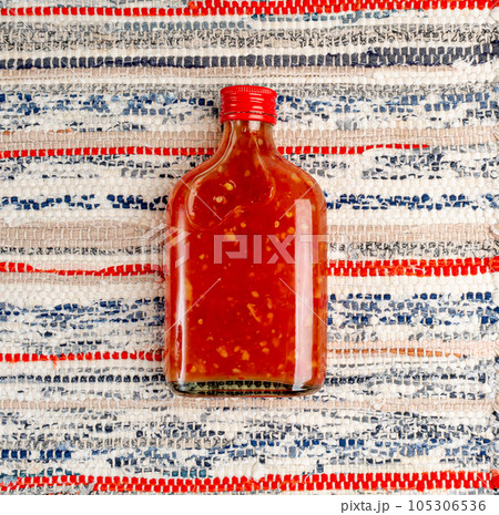 Sweet Chili Sauce, Red Asian Dip, Hot Thai Suki Sauce with Spices and Sugar, Sweet Chinese Chili Sauce Sweet Chili Sauce, Red Asian Dip, Hot Thai Suki Sauce with Spices and Sugar, Sweet Chinese Chili Sauce 105306536