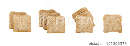 Whole Grain Healthy Sandwich Bread Square Slices Isolated, Supermarket Bread for Toasts, Soft Pieces Whole Grain Healthy Sandwich Bread Square Slices Isolated, Supermarket Bread for Toasts, Soft Pieces 105306576