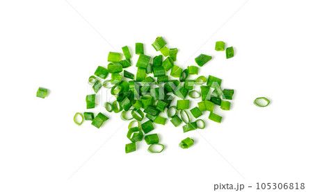 Green Onion Cuts Isolated, Scattered Fresh Chive Pile, Chopped Green Leek, Scallion Greens Pieces Chopped Green Onion Cuts Isolated, Scattered Fresh Chive Pile, Chopped Green Leek, Scallion Greens Pieces Chopped 105306818