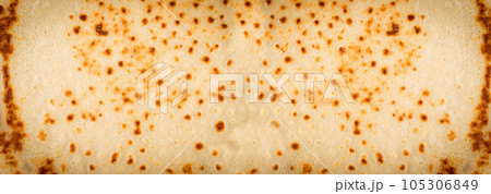 Pancake Texture Background, Tortilla Pattern, Crepes Mockup with Copy Space, Flatbread Banner 105306849