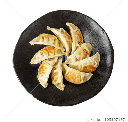Gyoza Chinese Dumplings Isolated, Fried Vegetable Jiaozi, Chicken Momo Pile, Asian Gyoza Group 105307187