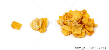 Lentil Chips Isolated, Lentils Crisps, Healthy Orange Snack, Fried Organic Crunchies, Lentil Chips on White Lentil Chips Isolated, Lentils Crisps, Healthy Orange Snack, Fried Organic Crunchies, Lentil Chips on White 105307331