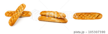Baguette with Garlic Butter and Aromatic Herbs Isolated, Garlic Bread, Top View Food Photography Baguette with Garlic Butter and Aromatic Herbs Isolated, Garlic Bread, Top View Food Photography 105307390