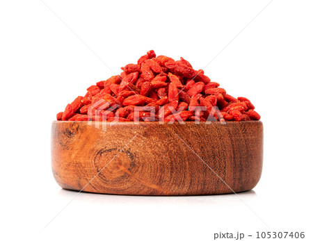 Goji Berry Isolated, Lycium Barbaru, Chinese Wolfberry, Barbary Matrimony Vine Berries, Red Medlar Goji Berry Isolated, Lycium Barbaru, Chinese Wolfberry, Barbary Matrimony Vine Berries, Red Medlar 105307406