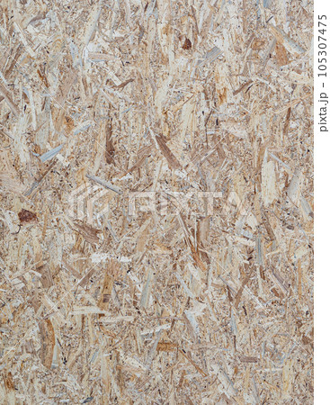 Chipboard Texture Background, Light Brown OSB Panel Pattern, Pressed Glued Wood Chips Backdrop 105307475