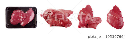 Vacuum black plastic pack with fresh deer meat isolated Vacuum black plastic pack with fresh deer meat isolated 105307664