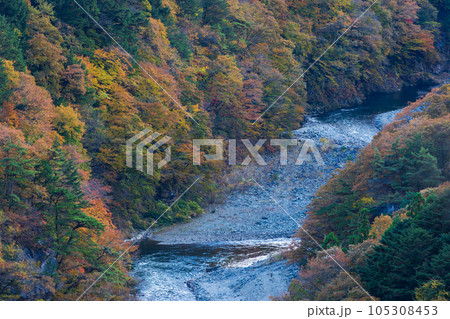 栃木日光市 紅葉の鬼怒川温泉 楯岩展望台からの眺望 栃木日光市 紅葉の鬼怒川温泉 楯岩展望台からの眺望 105308453