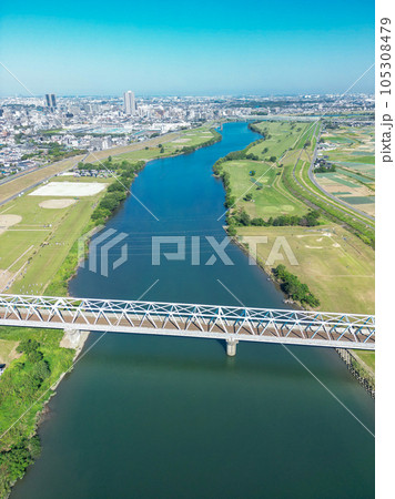 「千葉県」ドローンで矢切付近を望む 松戸市 「千葉県」ドローンで矢切付近を望む 松戸市 105308479