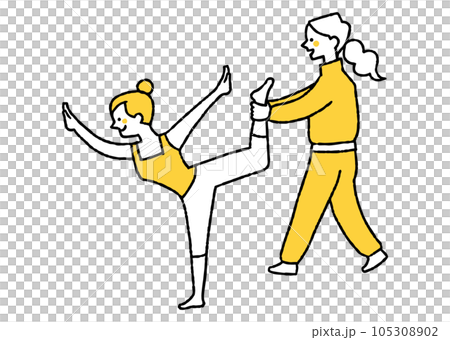 Students being taught by a gymnastics coach 105308902