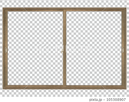木製のセピア色の窓枠　A 105308907
