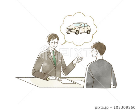 自動車に関する説明をしているスーツ姿の男性 105309560