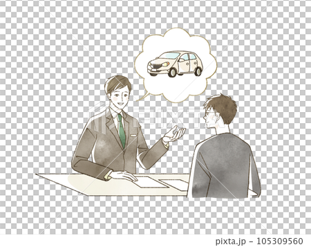 A man in a suit giving an explanation about cars A man in a suit giving an explanation about cars 105309560