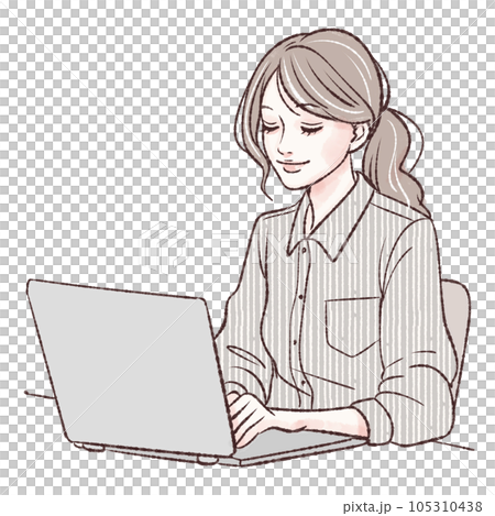 Work, business, OL, office worker, personal computer, laptop, working woman, remote work, home, meeting 105310438