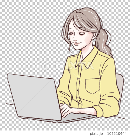 仕事,ビジネス,OL,会社員,パソコン,ノートパソコン,仕事をする女性,リモートワーク,在宅,ミーテ 105310444