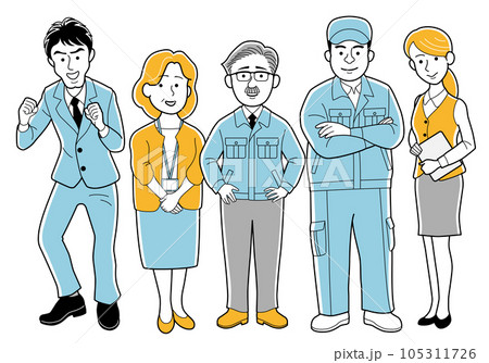中小企業のスタッフ集合イラスト 105311726