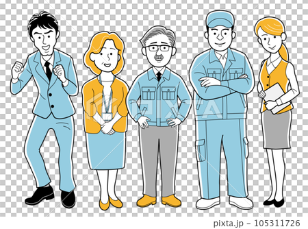中小企業のスタッフ集合イラスト 105311726