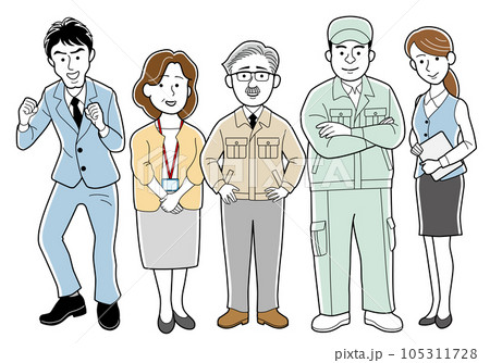 中小企業のスタッフ集合イラスト 105311728
