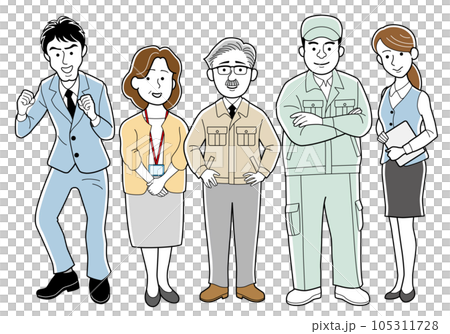 中小企業のスタッフ集合イラスト 105311728