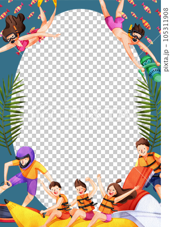 Summer sport in holiday watercolor frame png 105311908