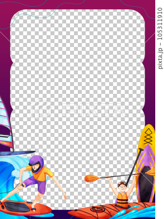 Summer sport in holiday watercolor frame png 105311910