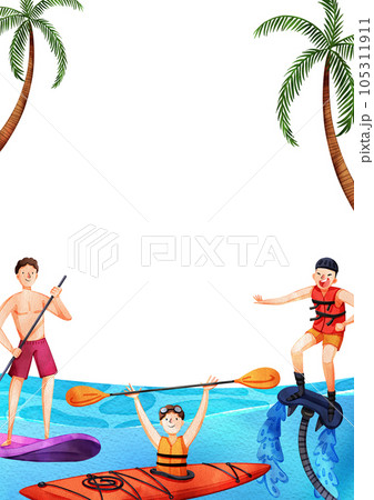 Summer sport in holiday watercolor frame png 105311911