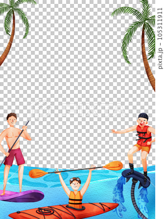 Summer sport in holiday watercolor frame png 105311911