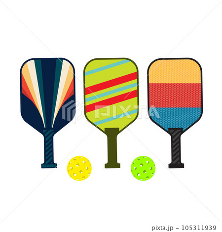 Pickleball paddles and balls setのイラスト素材 [105311939] - PIXTA